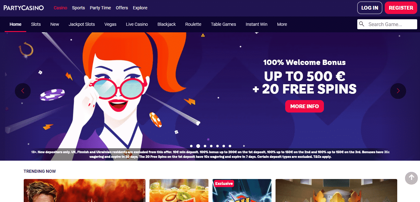 PartyCasino Homepage