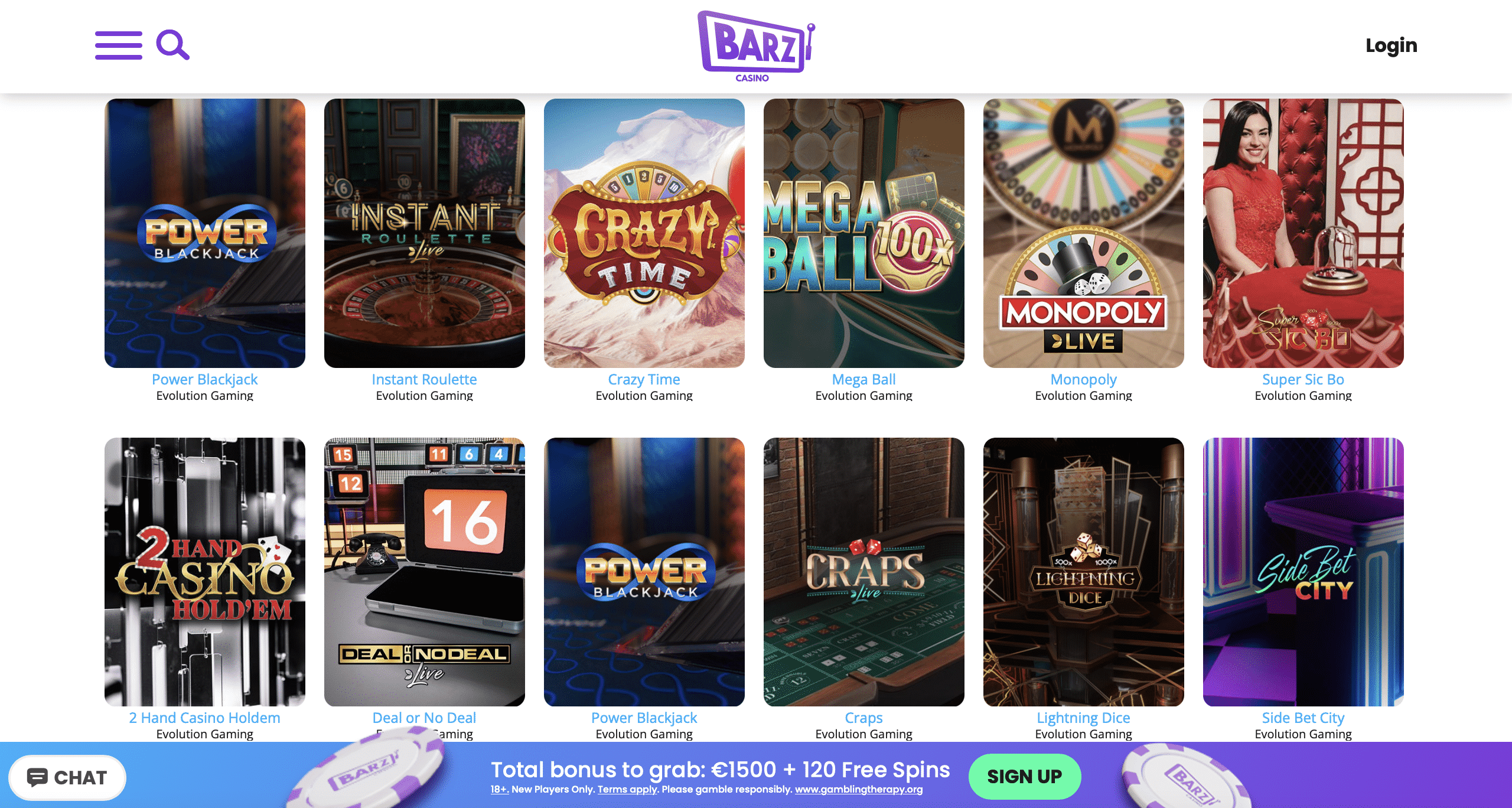 Barz Casino Live Casino