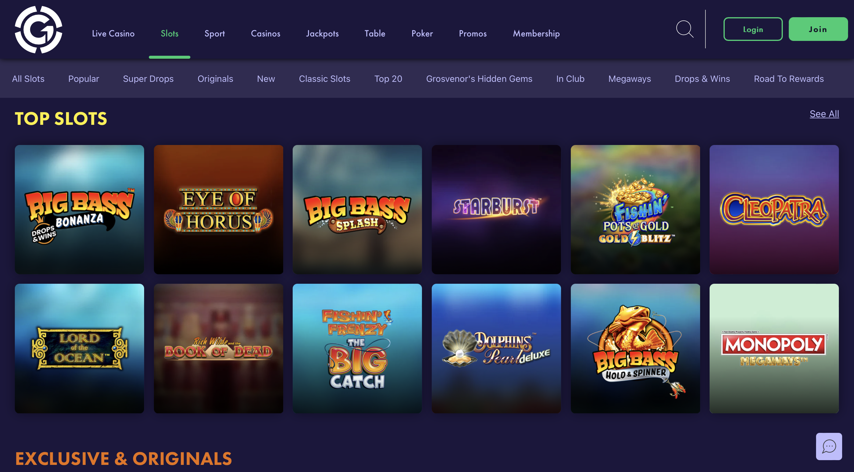 Grosvenor Casino Game Selection