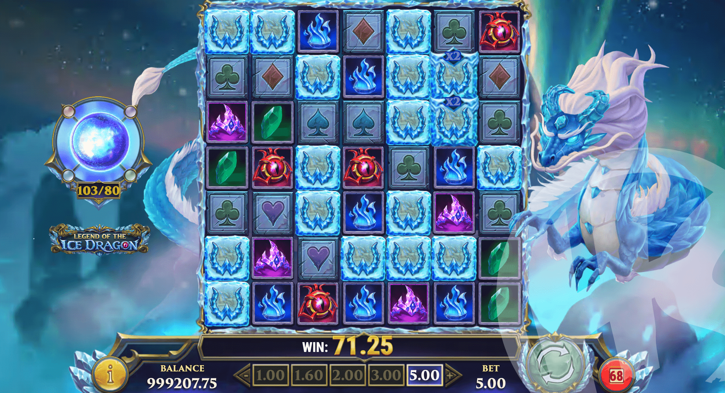 Travel Through Ice Crystal Features (Tail Lash, Ice Scorch and Destruction) to Reach Dragon Blast, Which Turns all Ice Frames Wild