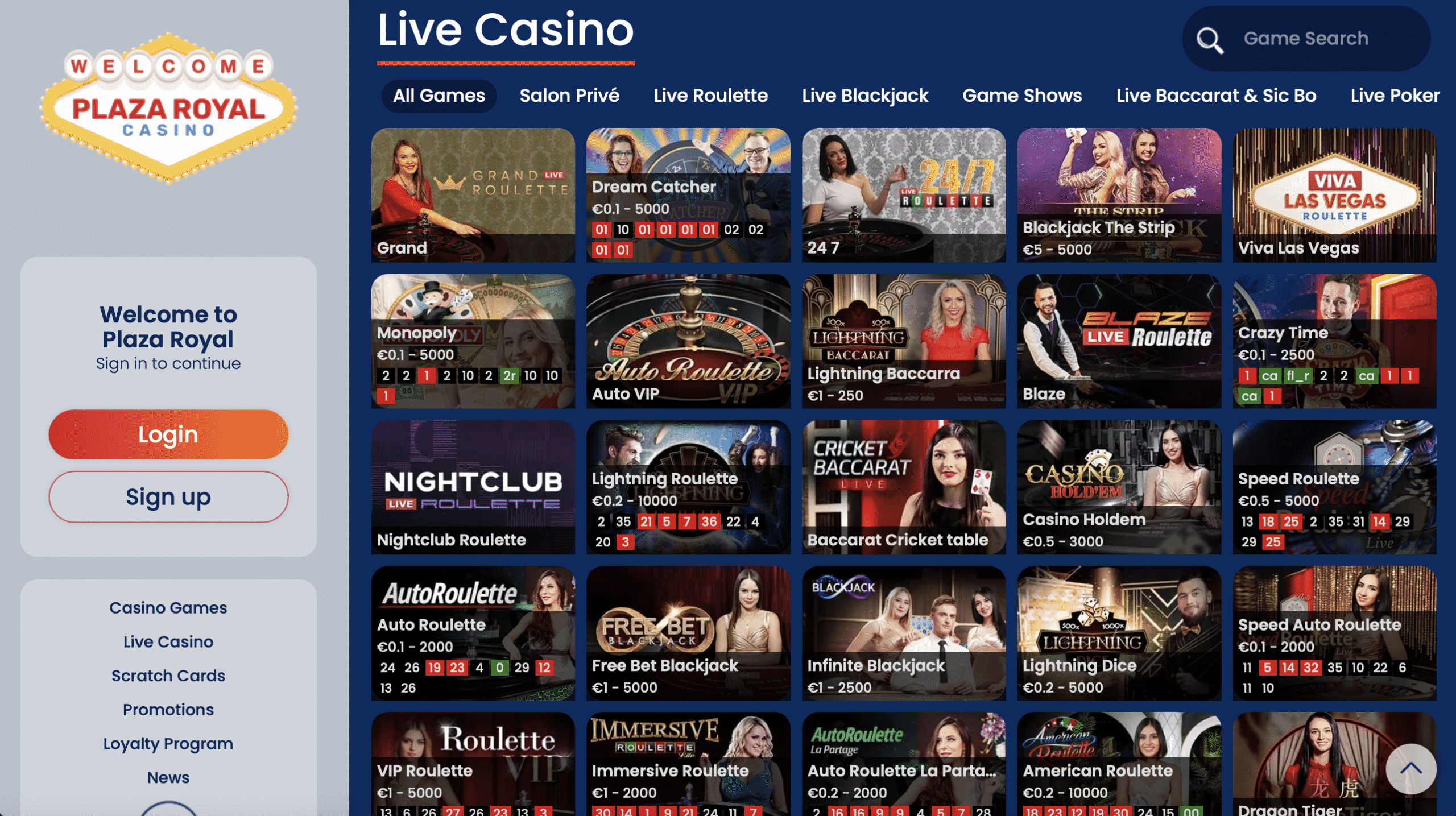 Plaza Royal Live Casino