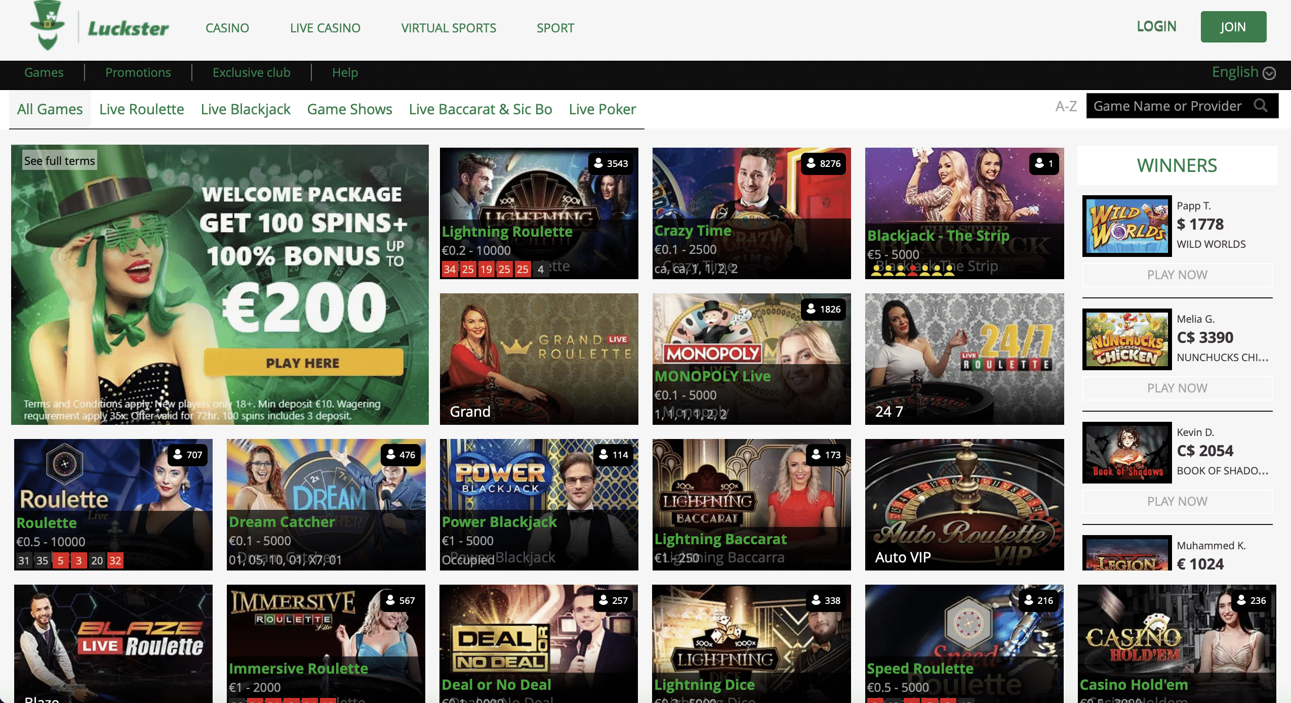 Luckster Live Casino