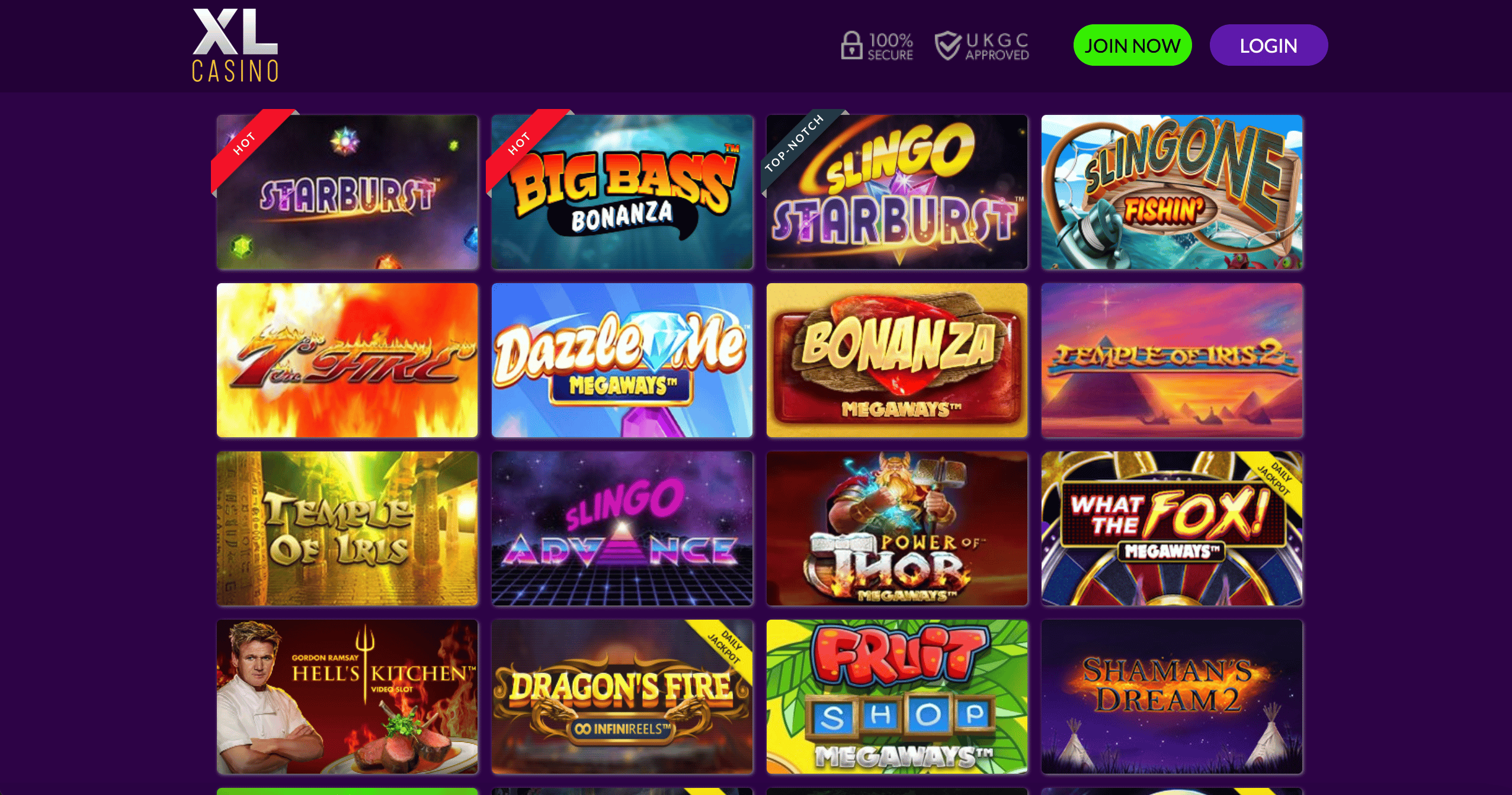 XL Casino Game Selection