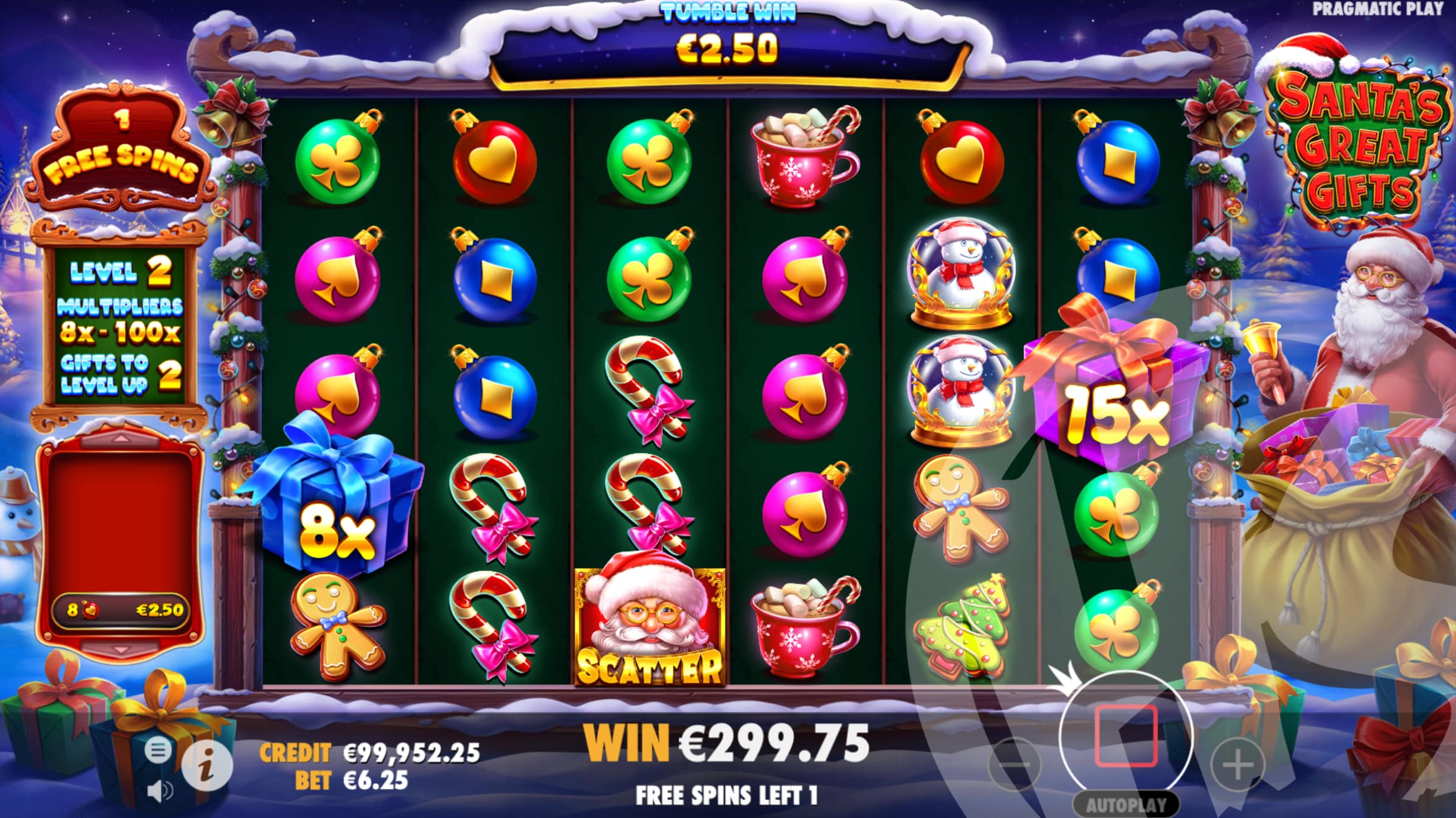 Santa's Great Gifts Free Spins