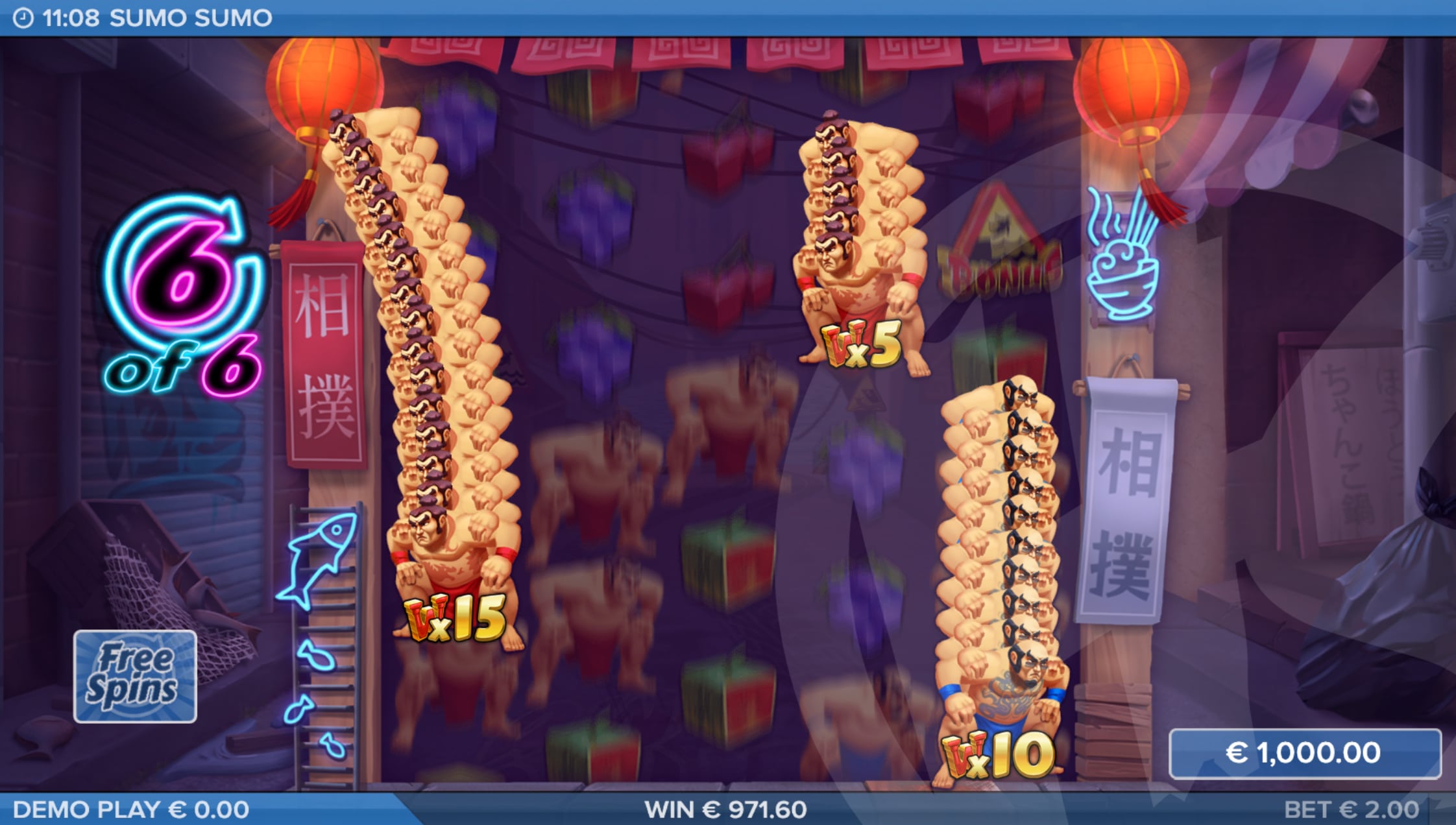 Wild Sumo Stacks Stick During Free Spins