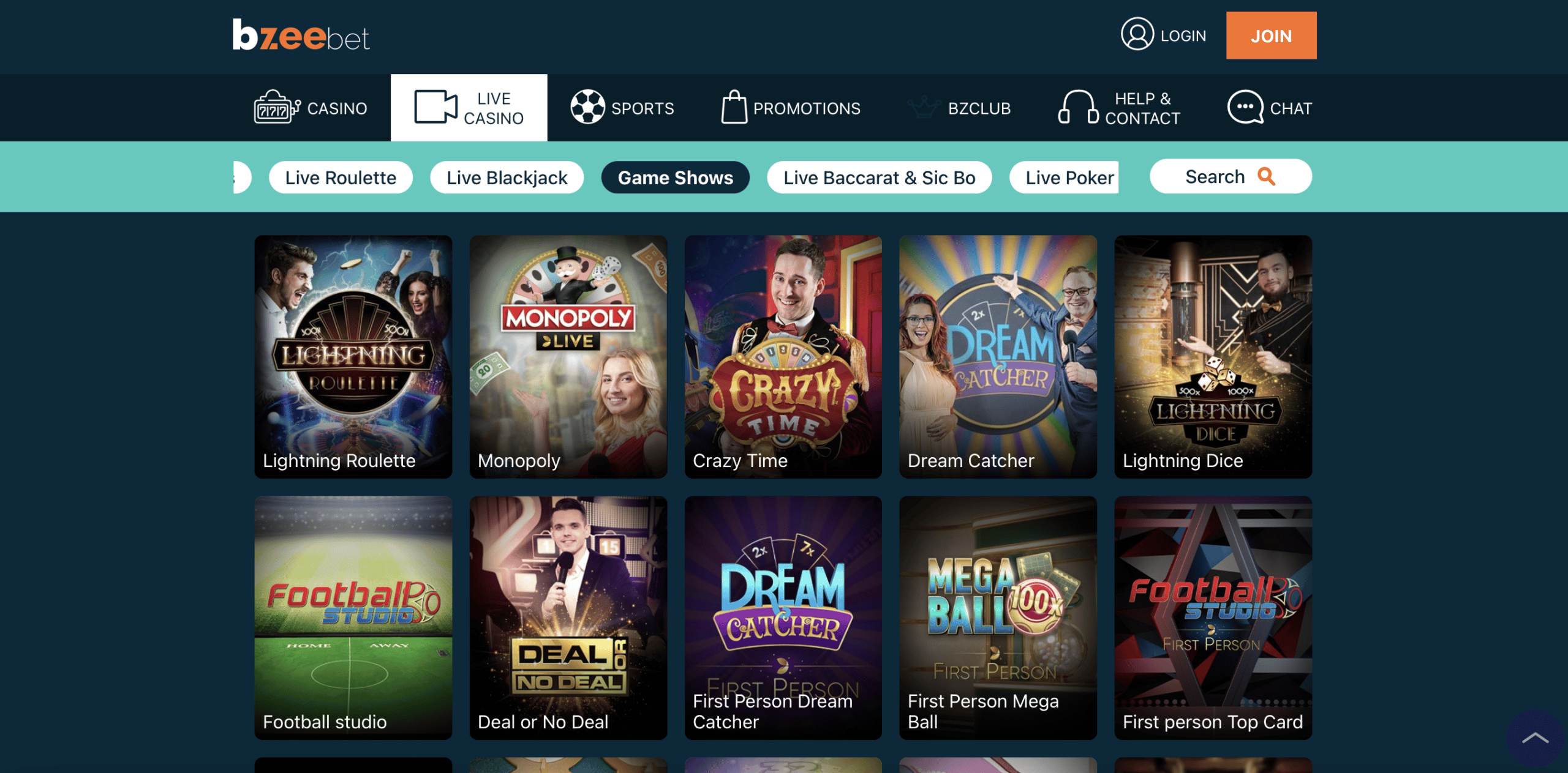 Bzeebet Live Casino