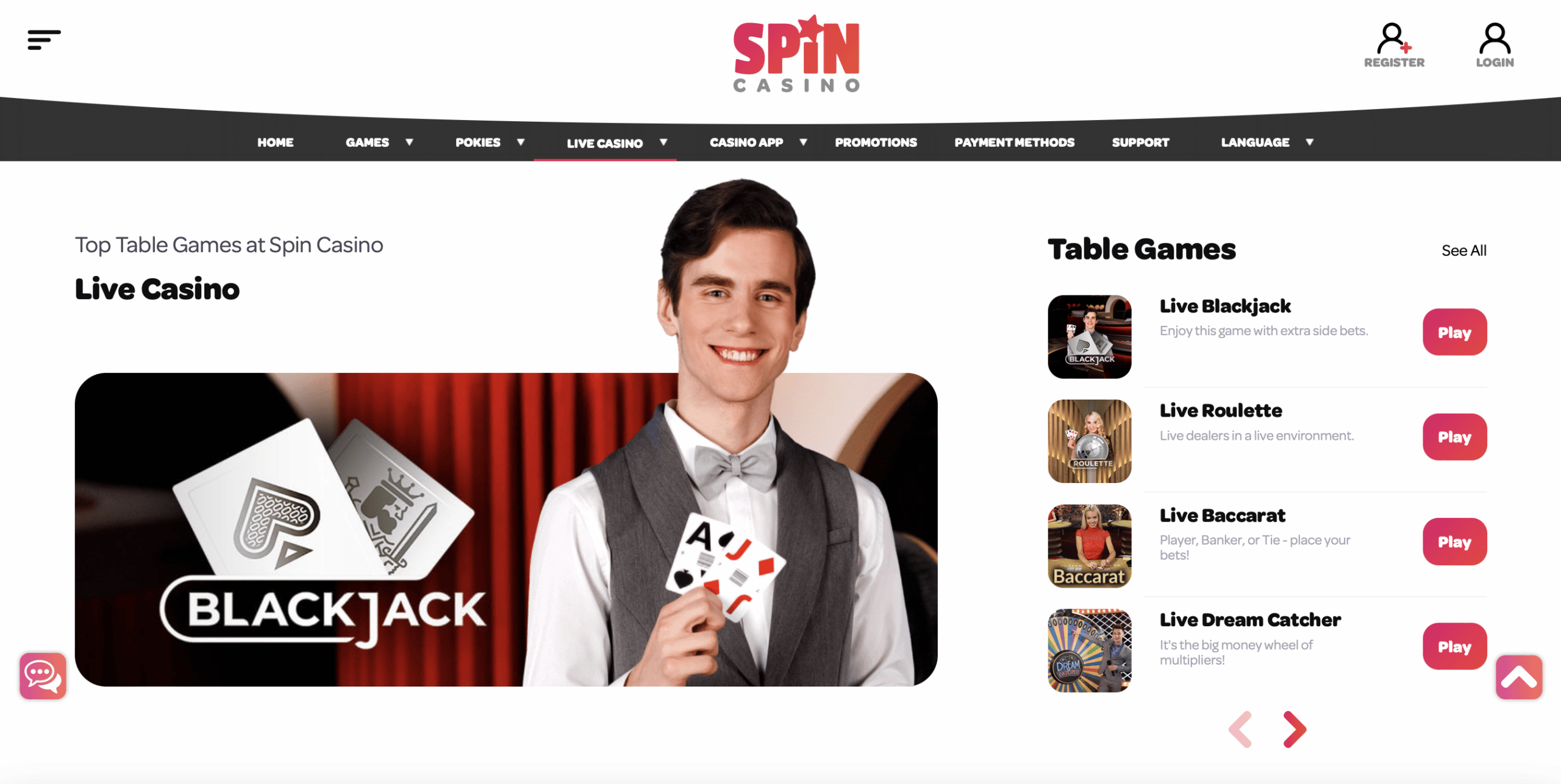 Spin Casino Live Casino