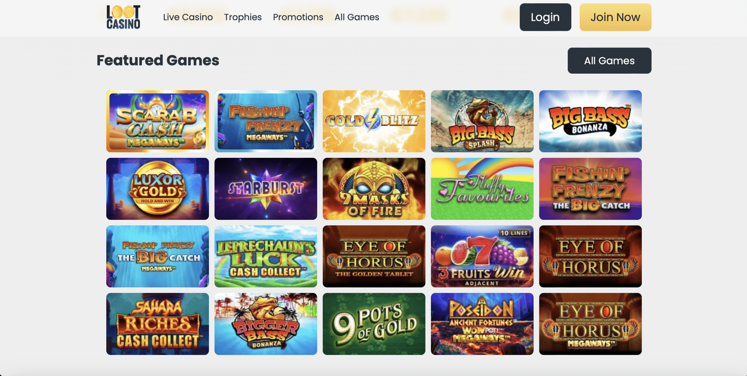 Loot Casino Game Selection