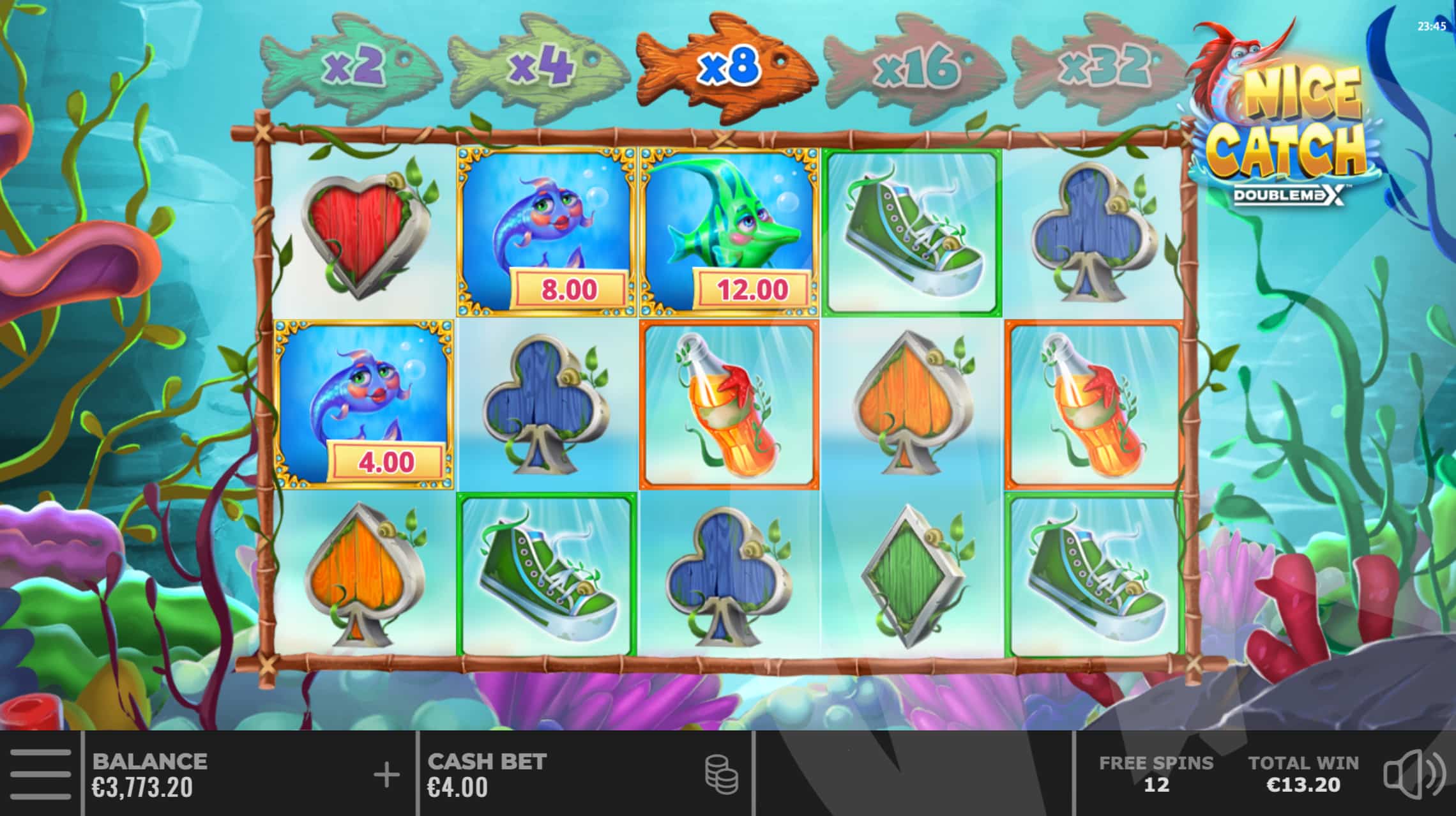 DoubleMax is Triggered When Fish Symbols Land from Left to Right