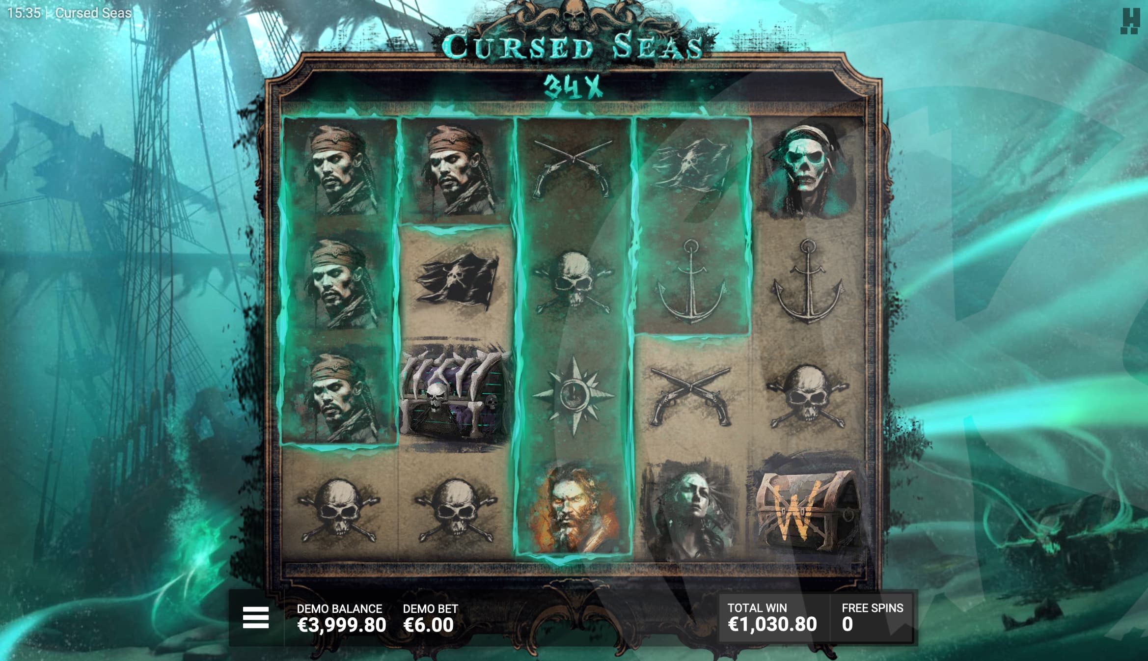 Cursed Seas Sunken Treasure Bonus Game