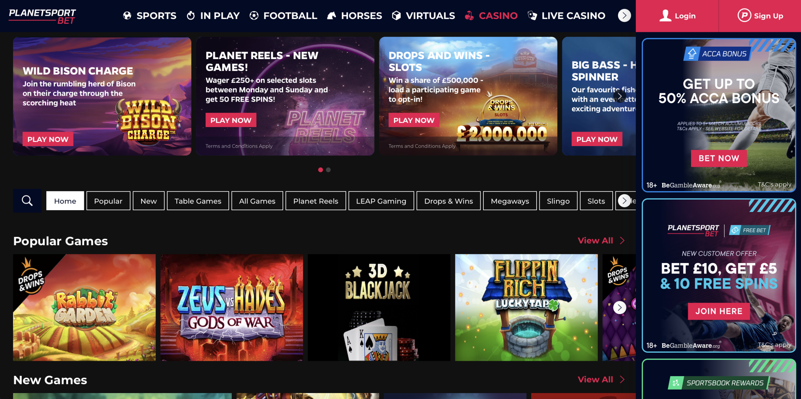 Planet Sport Bet Homepage