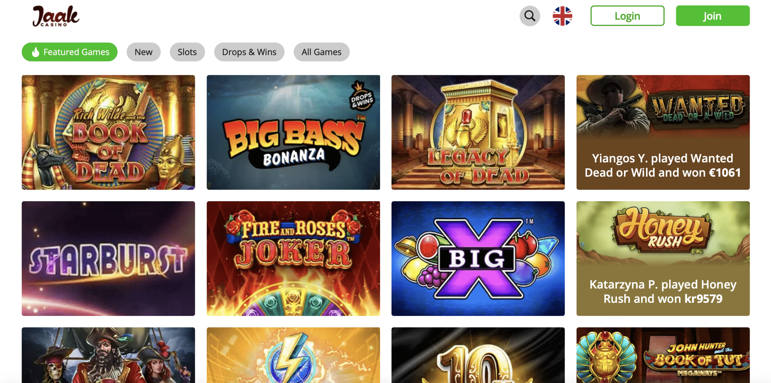 Jaak Casino Game Selection