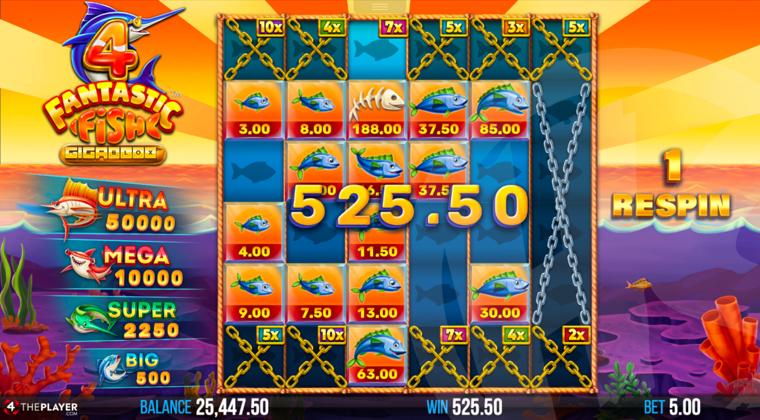 4 Fantastic Fish Gigablox Fishing Respins Bonus