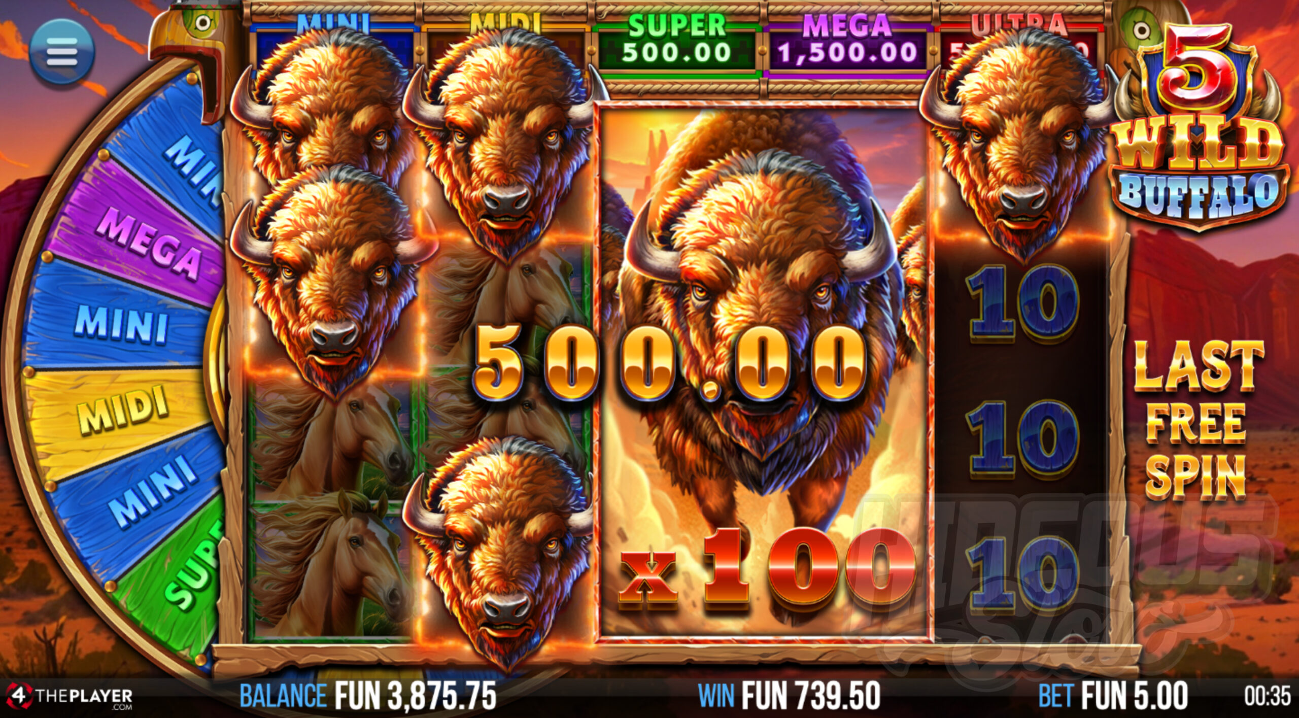 5 Wild Buffalo Free Spins